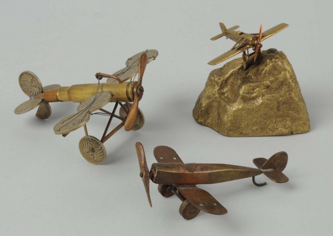 Lot Of 3: Miniature Vienna Bronze Airplanes. (1 of 1)