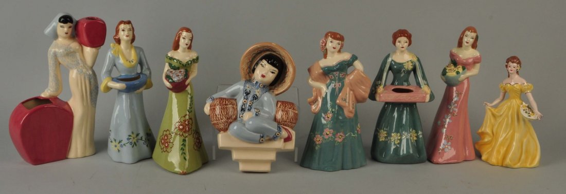 Lot Of 8: California Pottery Ladies Figurines (1 of 1)