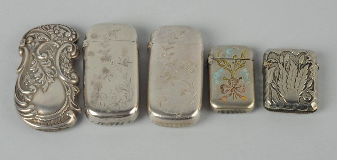 Lot of 5: Silver Match Safes. (1 of 2)