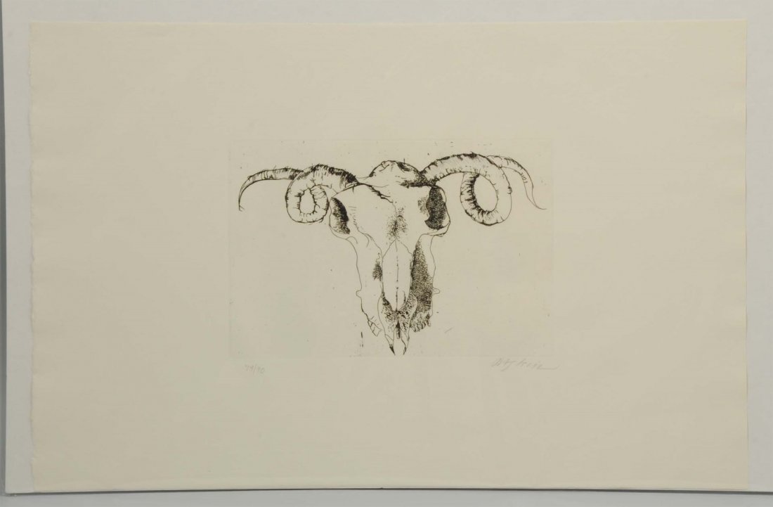 Etching "Ram's Skull" by Baskin. (1 of 3)