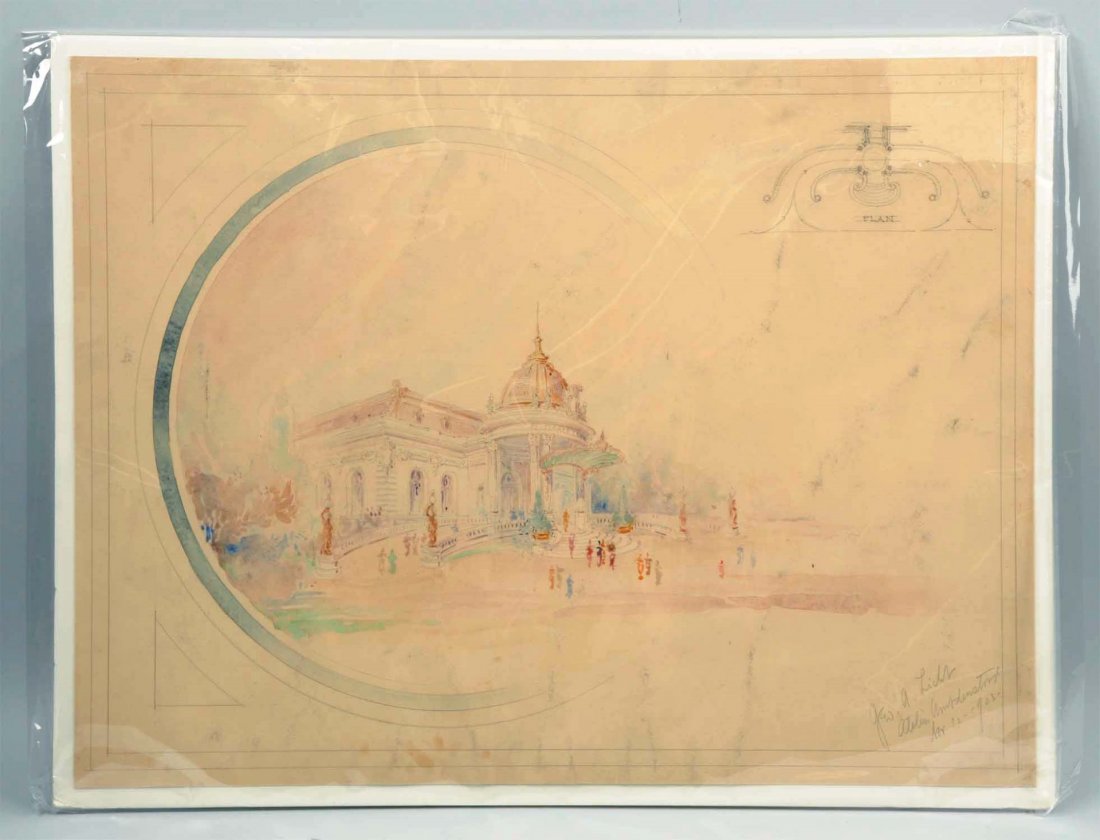 George A. Licht Original Architectural Rendering. (1 of 2)