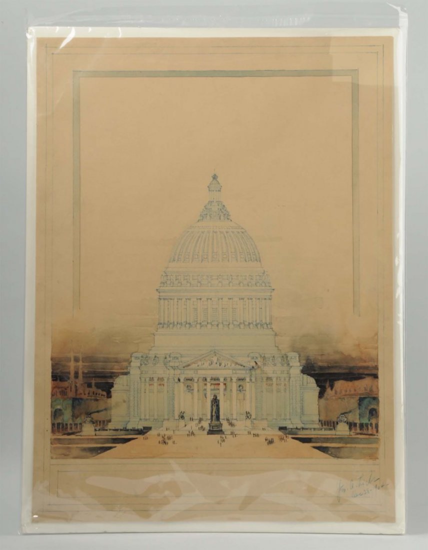 George A. Licht Original Architectural Rendering. (1 of 2)