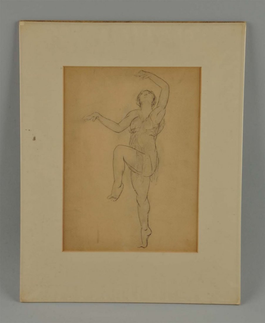 Pencil "Running Figure" By A. Friedman.: Arnold Friedman (1874-1946) "Running Figure" pencil on paper, 11" x 8". Size Framed: 13'' x 16''.