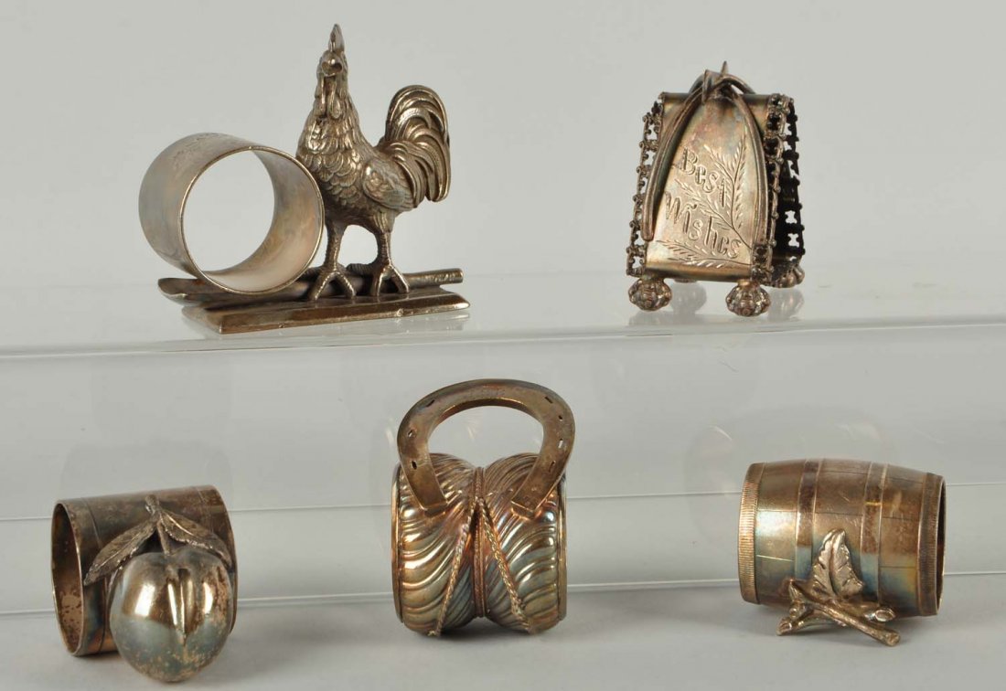 Lot Of 5: Figural Napkin Rings. (1 of 1)