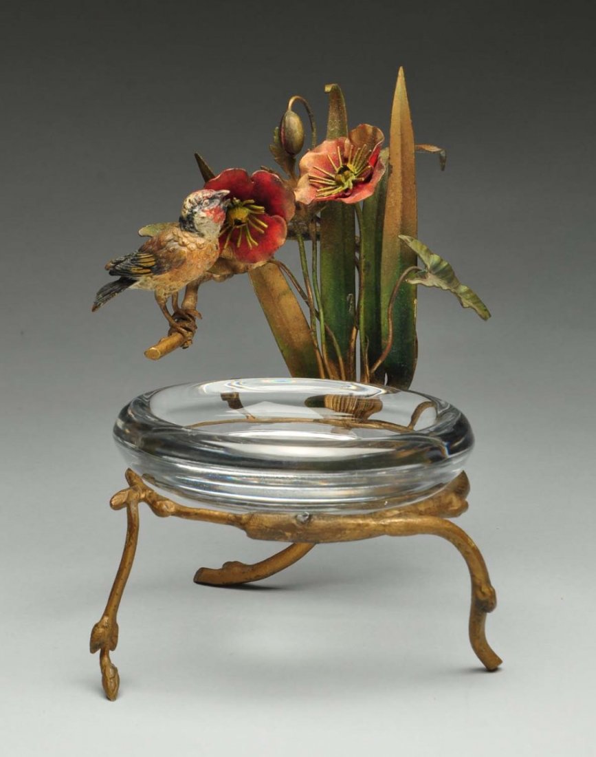 Vienna Bronze Bird Stand With Dish. (1 of 3)