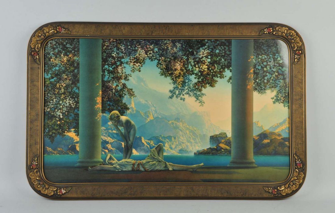 Maxfield Parrish Print in Vintage Frame.: Condition (Excellent). Size Framed: 21'' x 34''.