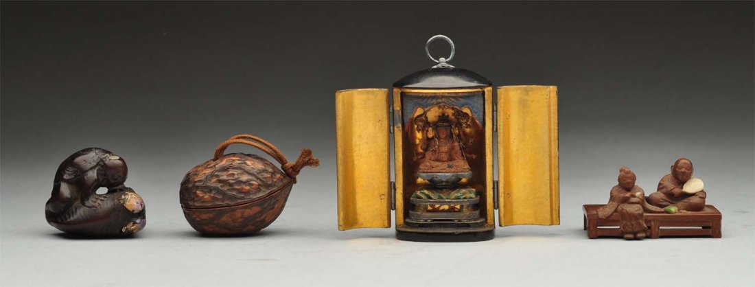 Lot of 4: Wooden Carved Items. (1 of 10)