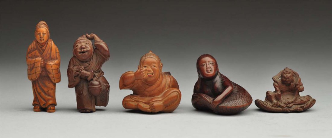 Lot of 5: Carved Wooden Figures. (1 of 10)