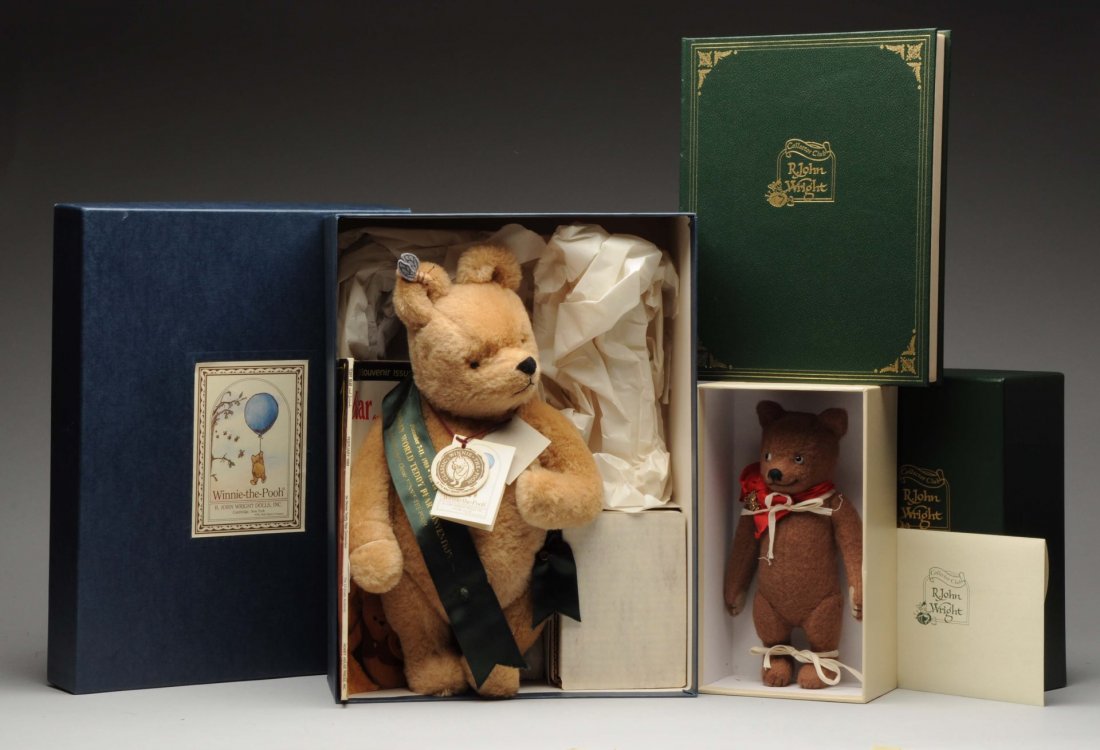 Lot Of 2: R. John Wright Limited Edition Bears.: In addition to dolls, R John Wright is also known for his fantastic interpretations of childhood toy icons. This lot consists of two bear themed editions, an autographed "Hunny Pot Pooh" from the firs