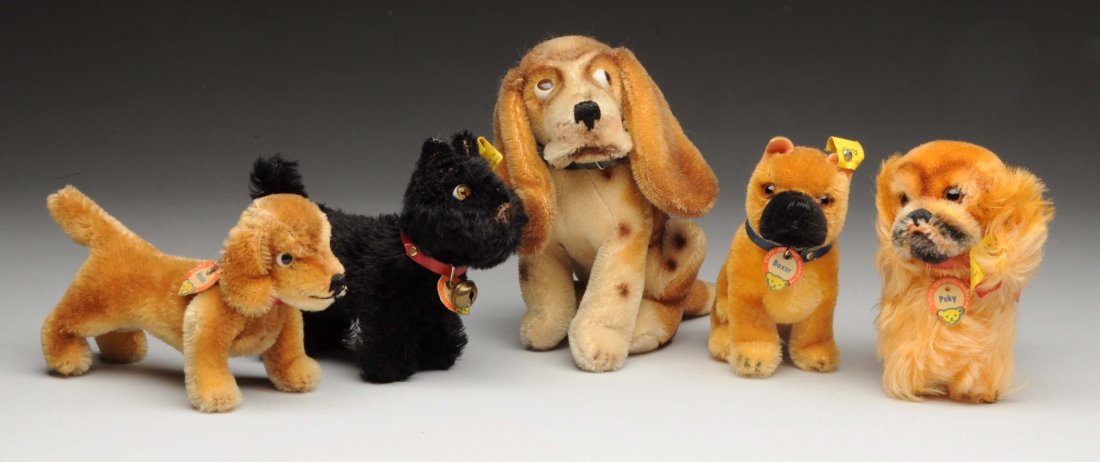 Lot Of 5: Steiff Minature Dogs with ID. (1 of 1)