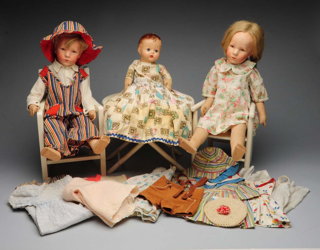 Lot of 3 Dolls, Furniture and Clothing. (1 of 1)