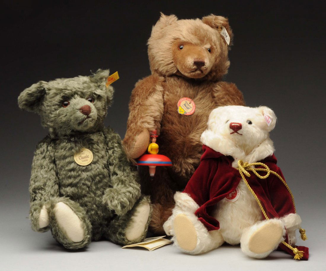 3 Winter Holiday Themed Steiff Teddy Bears.