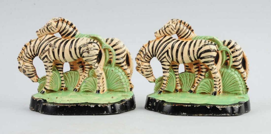 Lot Of 2: Cast Iron Zebra Bookends. (1 of 4)