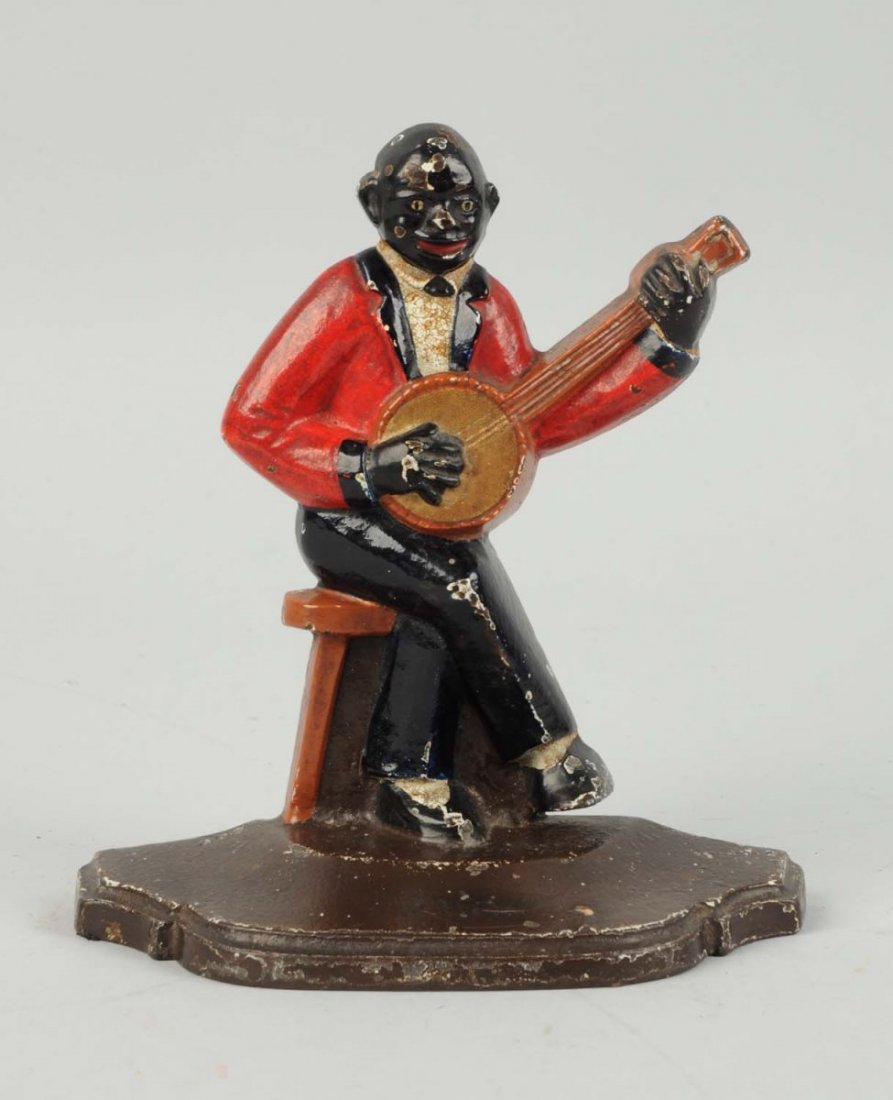 Cast Iron Black Musician Banjo Player Doorstop. (1 of 2)