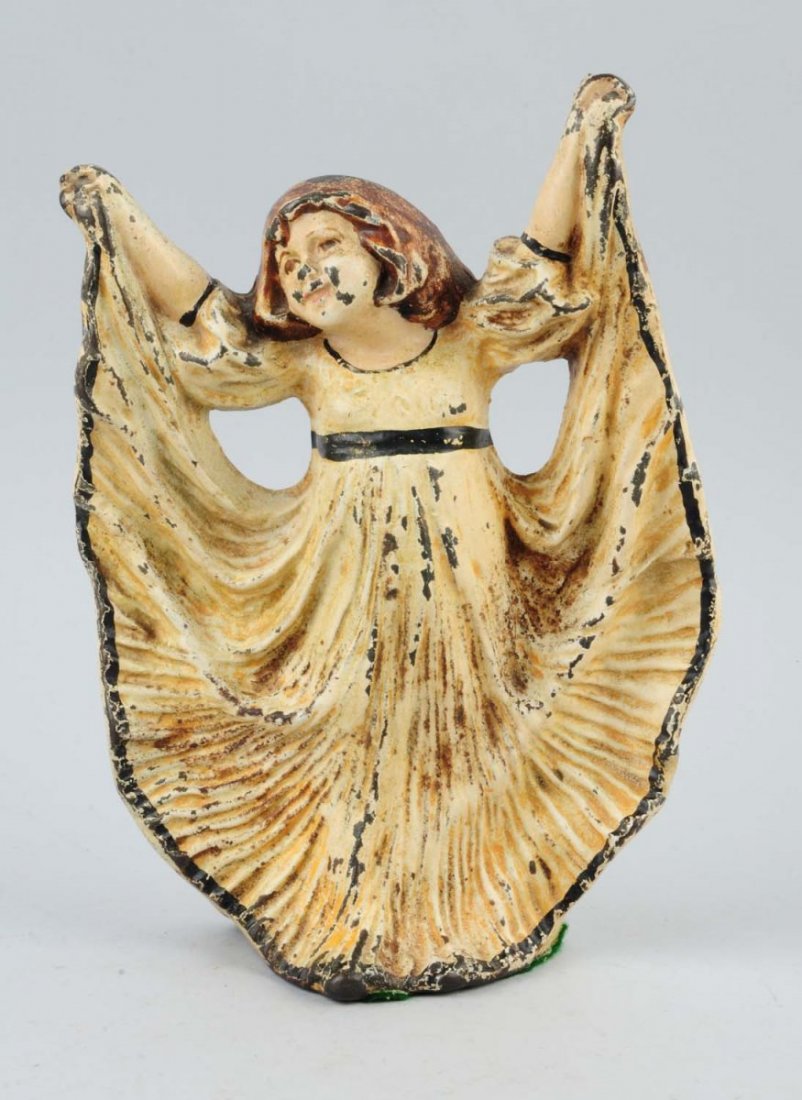 Cast Iron Dancing Girl Holding Dress Doorstop. (1 of 3)