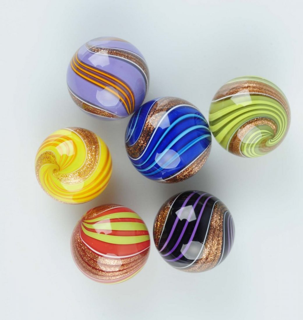 Lot of 6: Mark Matthews Swirl Marbles. (1 of 1)