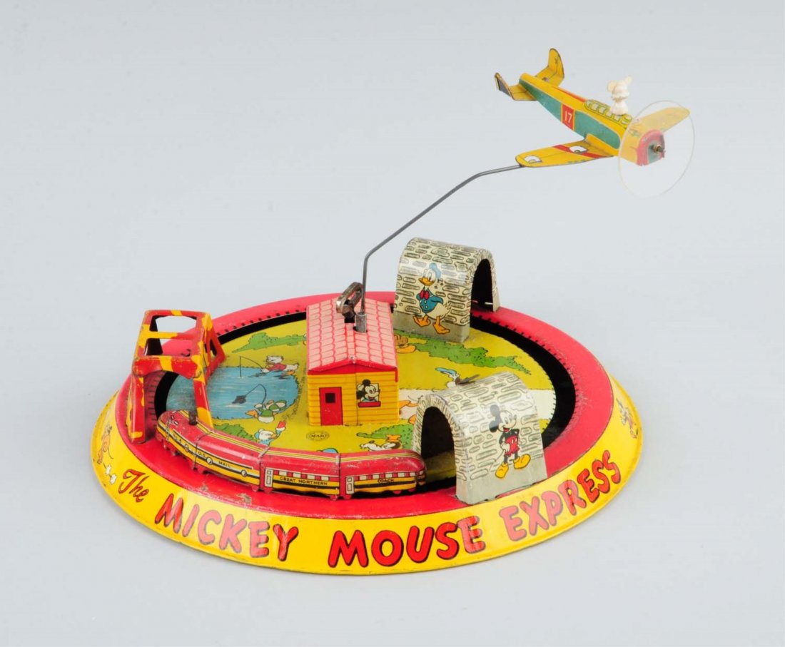 Marx Tin Litho Wind Up Mickey Mouse Express Toy. (1 of 2)