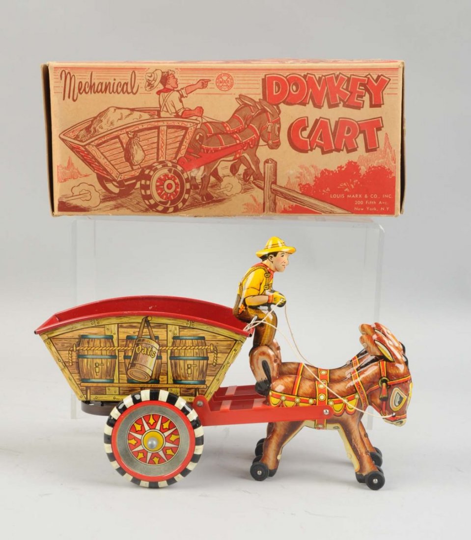 Unusual Marx Tin Litho Wind Up Donkey Cart. (1 of 2)
