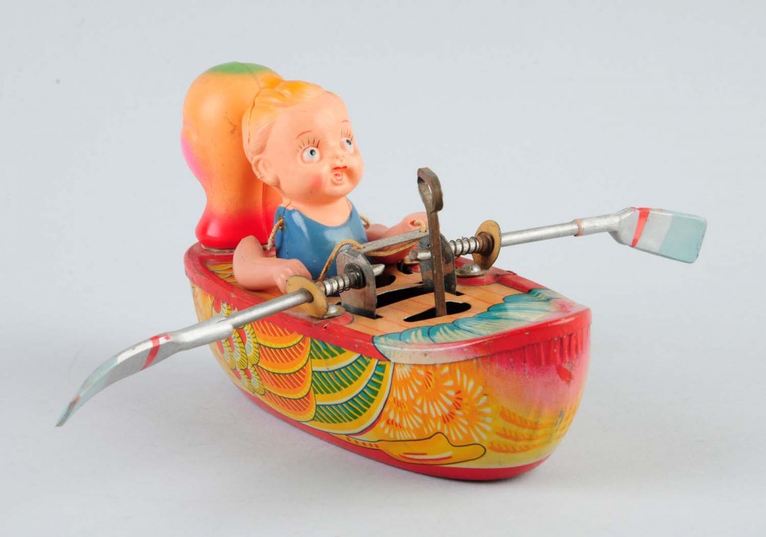 Unusual Japanese Tin Litho & Celluloid Boat Toy. (1 of 3)