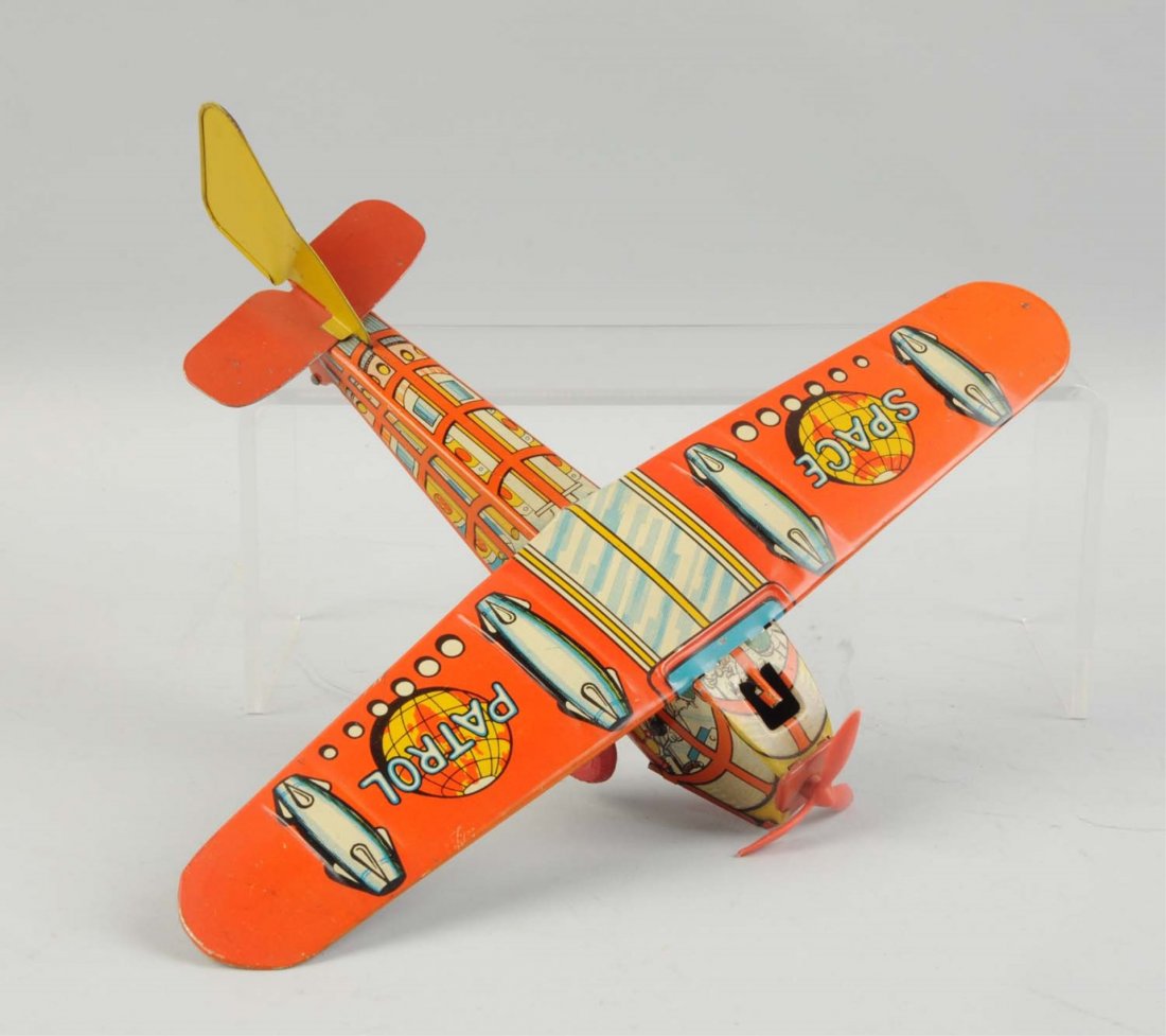 English Tin Litho Friction Space Patrol Airplane. (1 of 2)