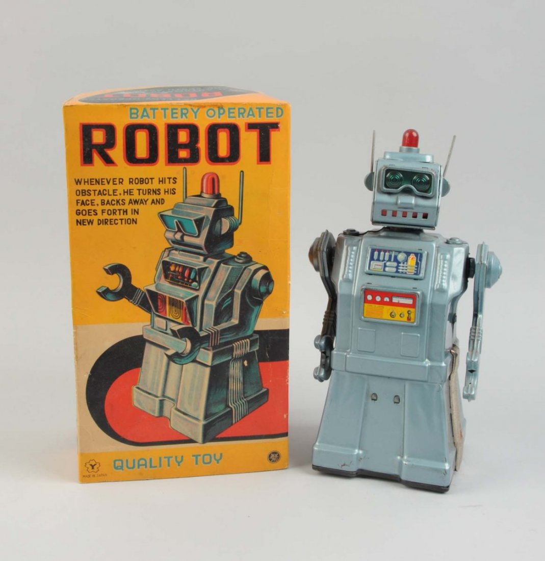 Japanese Tin Litho Battery Op Directional Robot. (1 of 2)