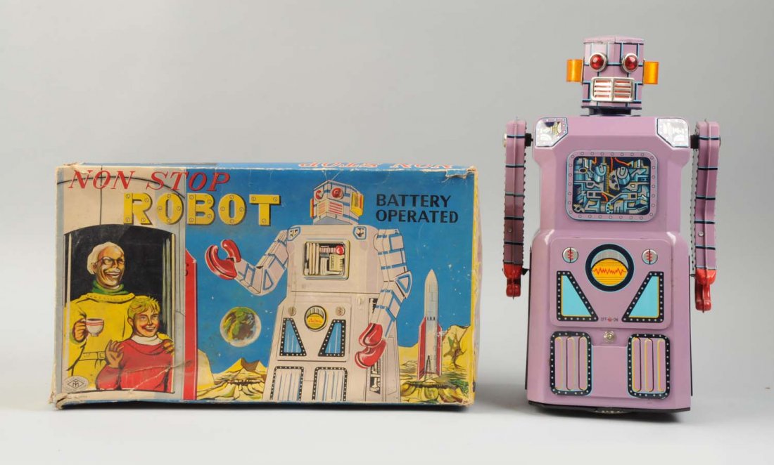 Japanese Tin Litho Battery Op Non Stop Robot. (1 of 8)