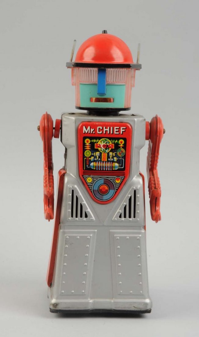 Japanese Tin Litho Batter Op Mr. Chief Robot. (1 of 2)