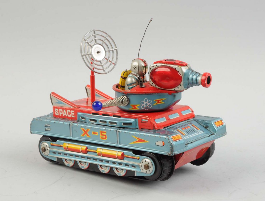 Japanese Tin Litho Battery-Op X-5 Space Vehicle. (1 of 2)