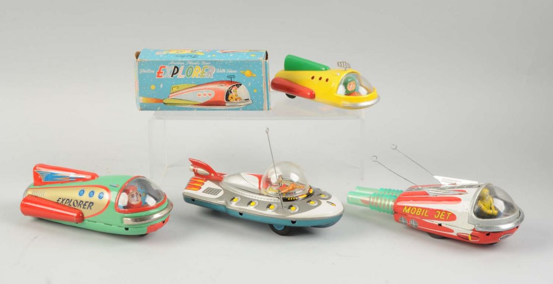 Lot Of 4: Tin Litho and Plastic Space Vehicles. (1 of 1)