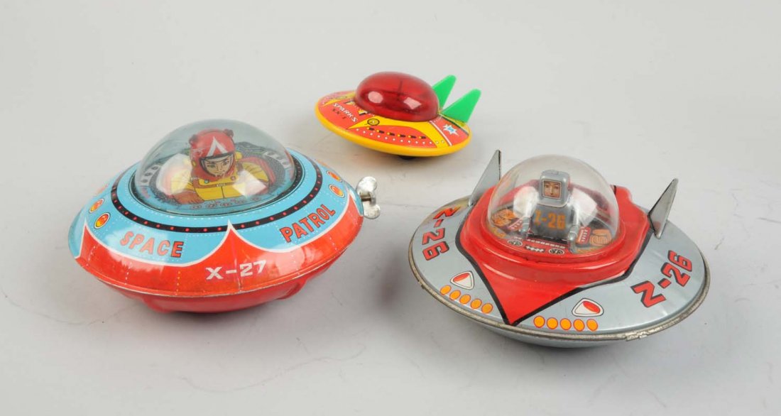 Lot Of 3:Japanese Tin Litho & Plastic Space Ships. (1 of 2)