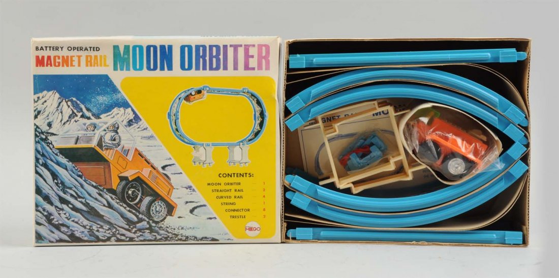Japanese Battery-Op Magnet Rail Moon Orbiter Toy. (1 of 1)