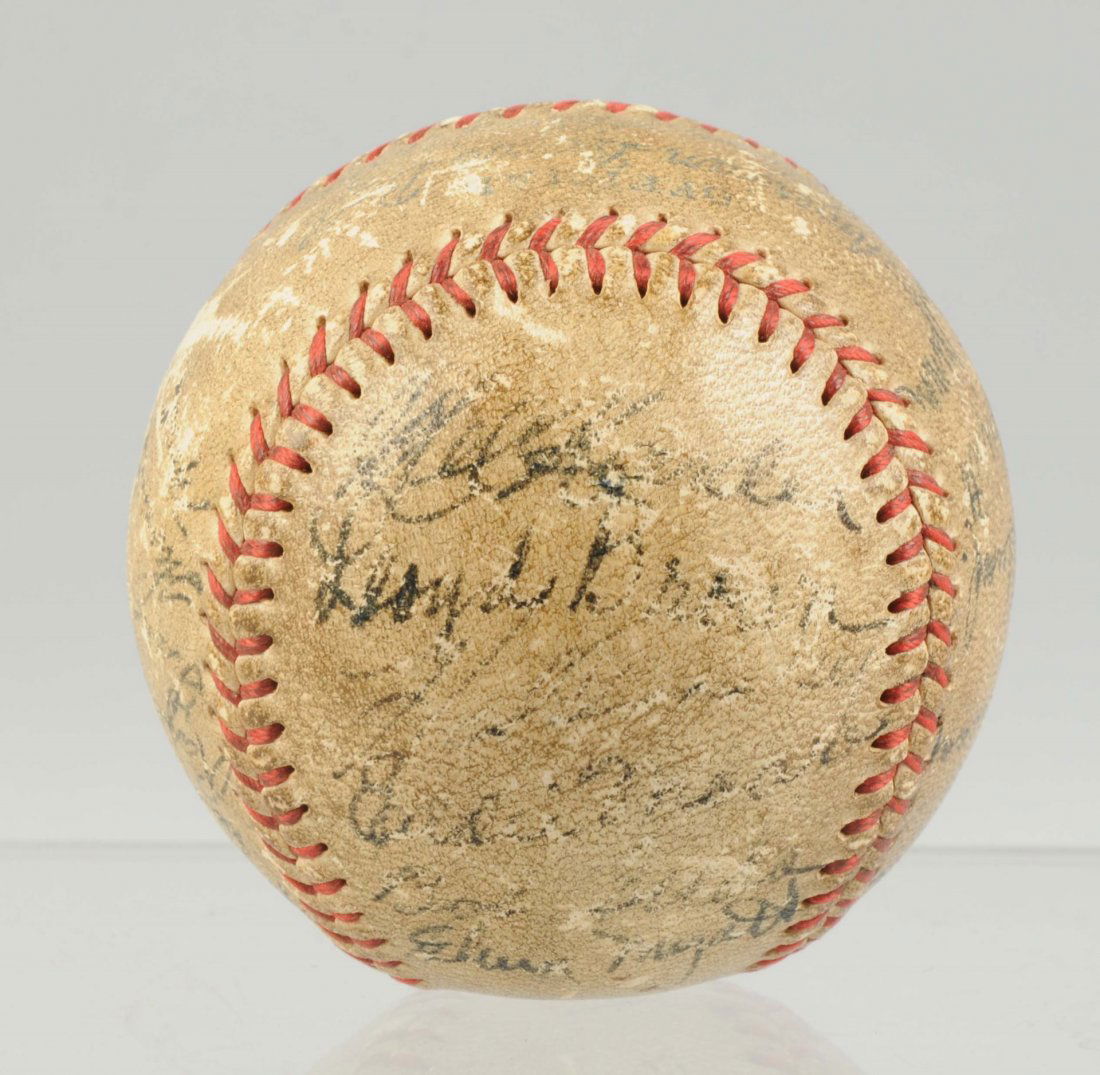 1934 Cle. Indians Official Team Signed Baseball. (1 of 5)