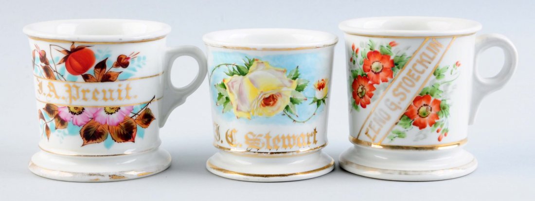 Lot Of 3: Floral Shaving Mugs. (1 of 2)