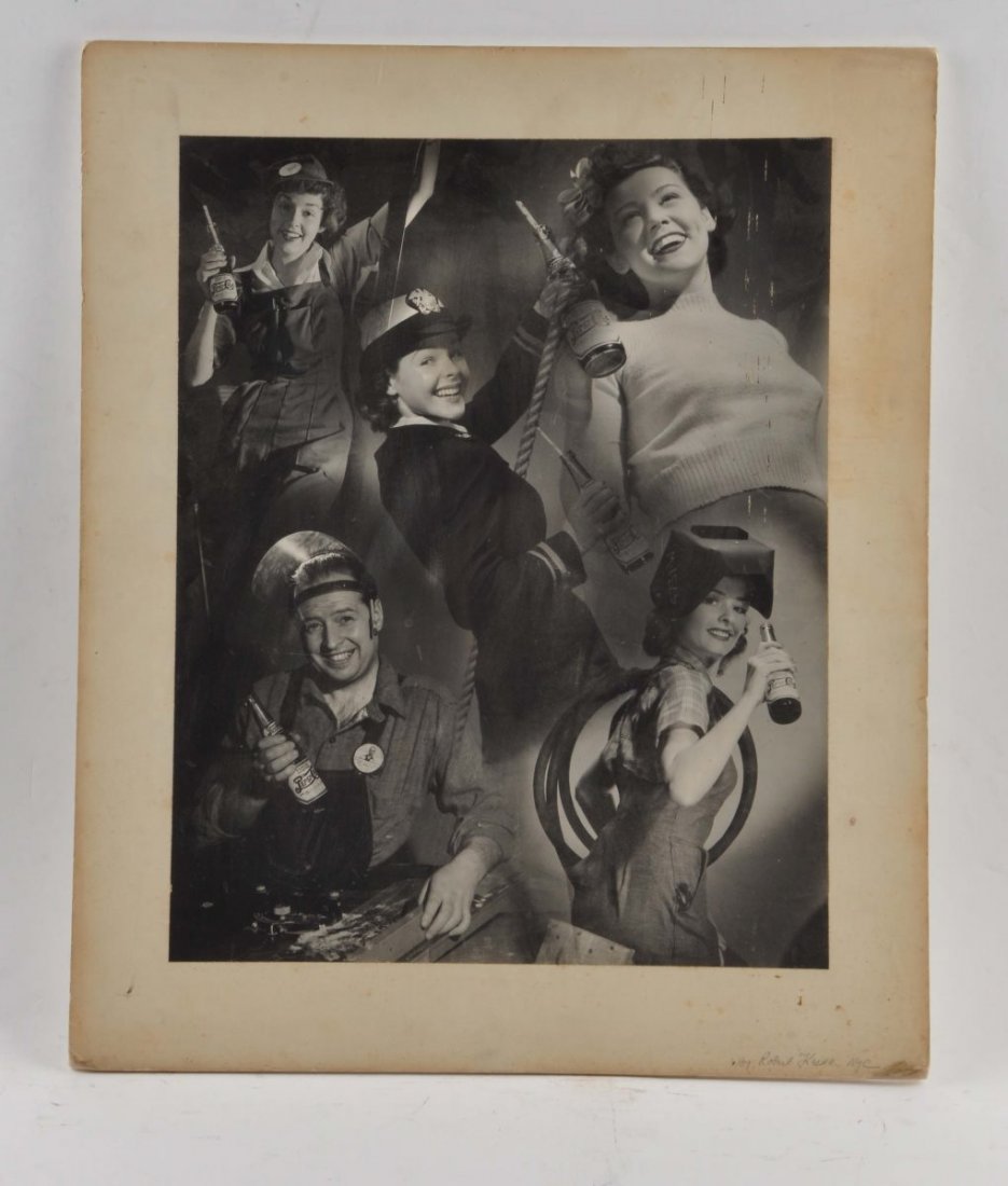 Unusual Oversized Photo for Pepsi Cola.: This original photo was taken by Robert Keene, New York. It shows people in different fields of work enjoying some Pepsi. Good condition with some paint flecks on the upper right section. Condition (V