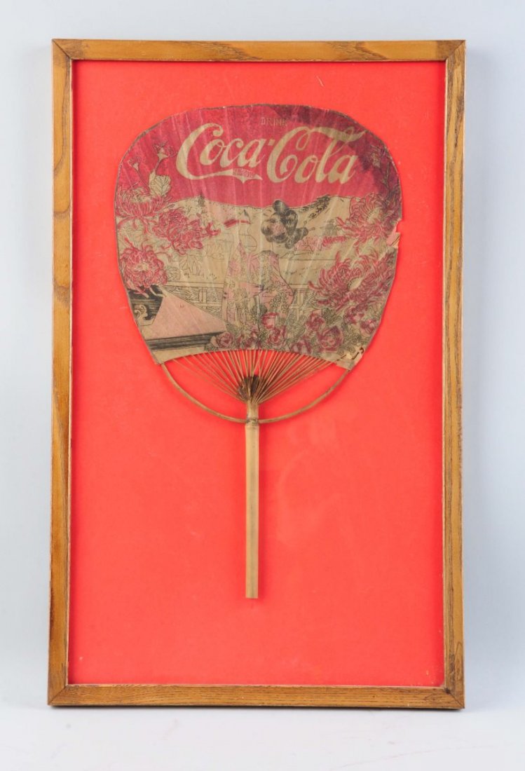Framed Coca Cola Hand Fan. (1 of 1)