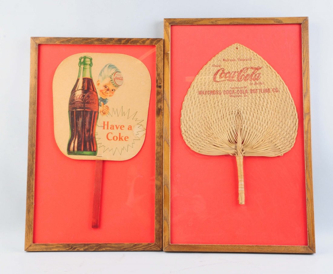 Lot Of 2: Framed Coca Cola Hand Fans. (1 of 1)