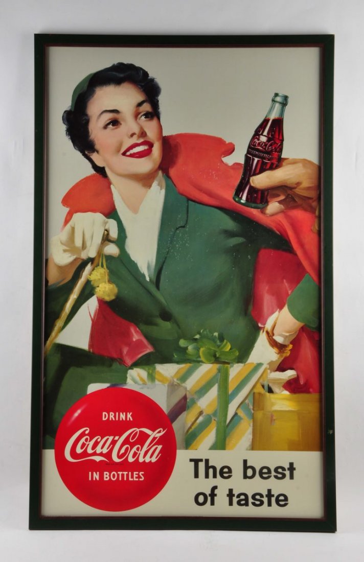 1956 Coca Cola Travel Girl Cardboard Sign . (1 of 1)