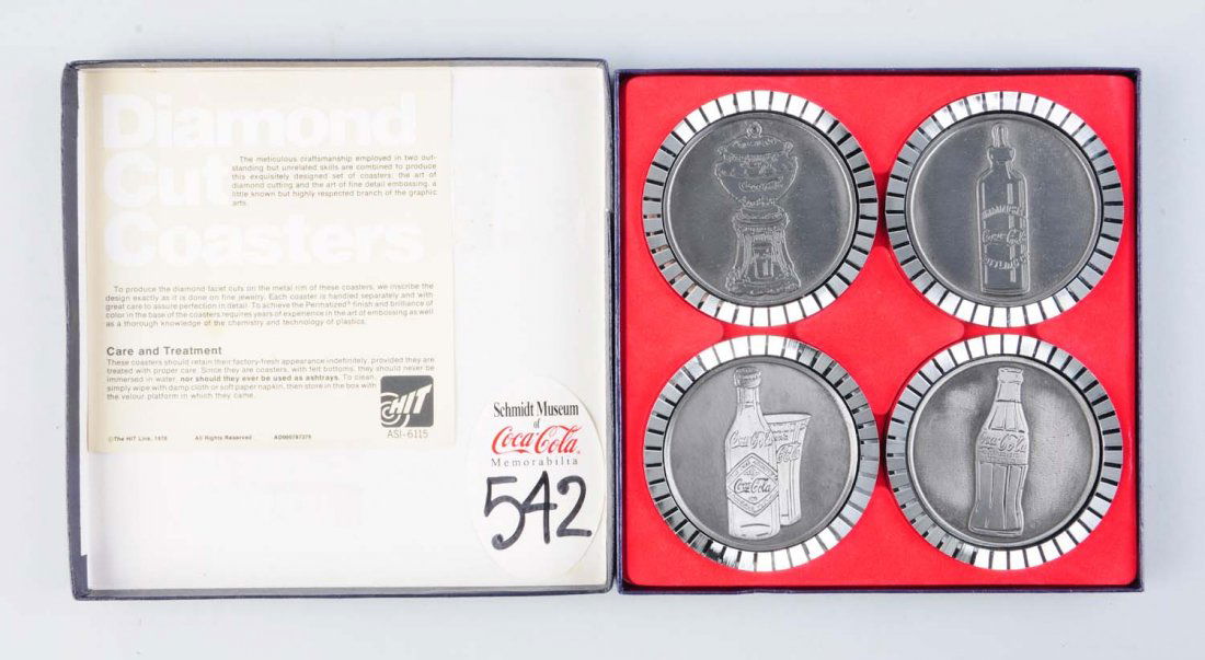 Lot of 4: Coca Cola Diamond Cut Coasters. (1 of 1)