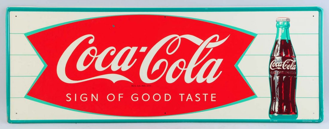 Coca Cola Fish Tail Bottle Sign. (1 of 1)