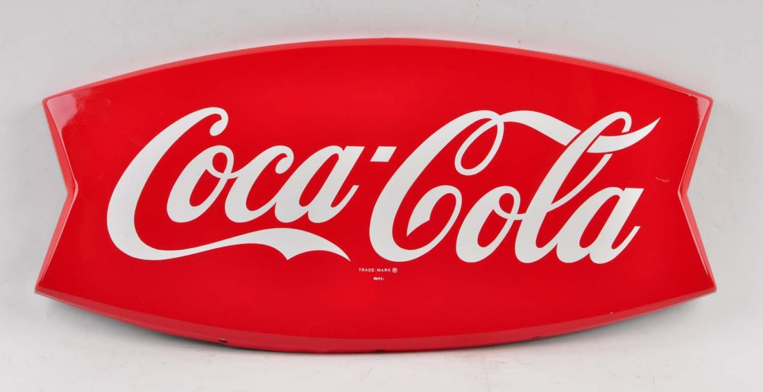 1960's Tin Coca Cola Fishtail Sign. (1 of 2)