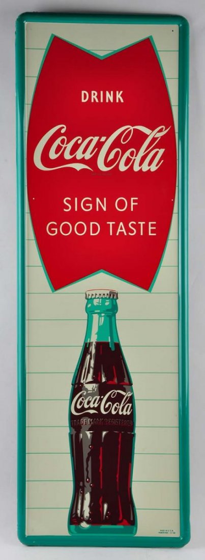 Large Coca Cola Painted Tin Advertising Sign. (1 of 3)