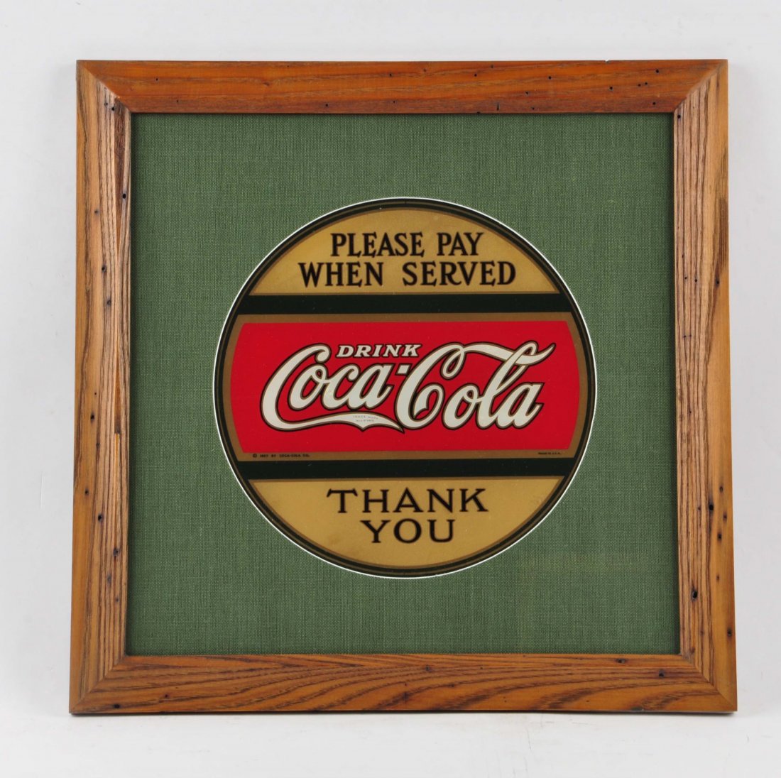 1927 Coca Cola Reverse On Glass Sign. (1 of 2)