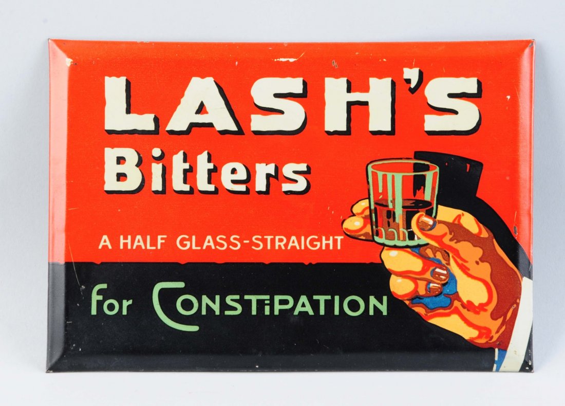 Lash's Bitters Tin Over Cardboard Sign. (1 of 1)