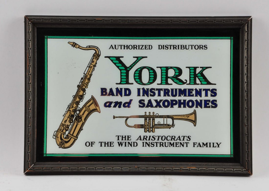 York Band Instruments Reverse Glass Sign. (1 of 1)