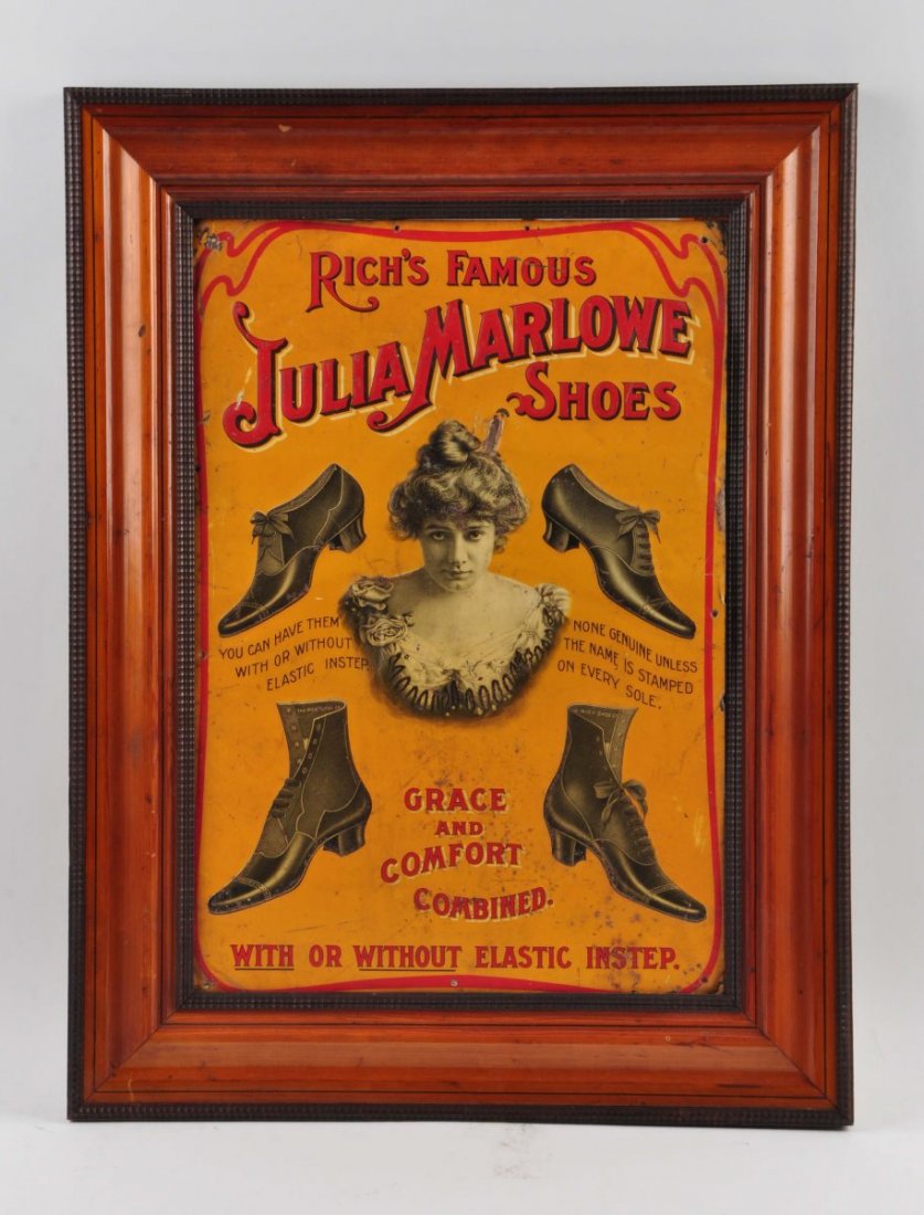 Julia Marlowe Shoes Tin Litho Sign. (1 of 1)
