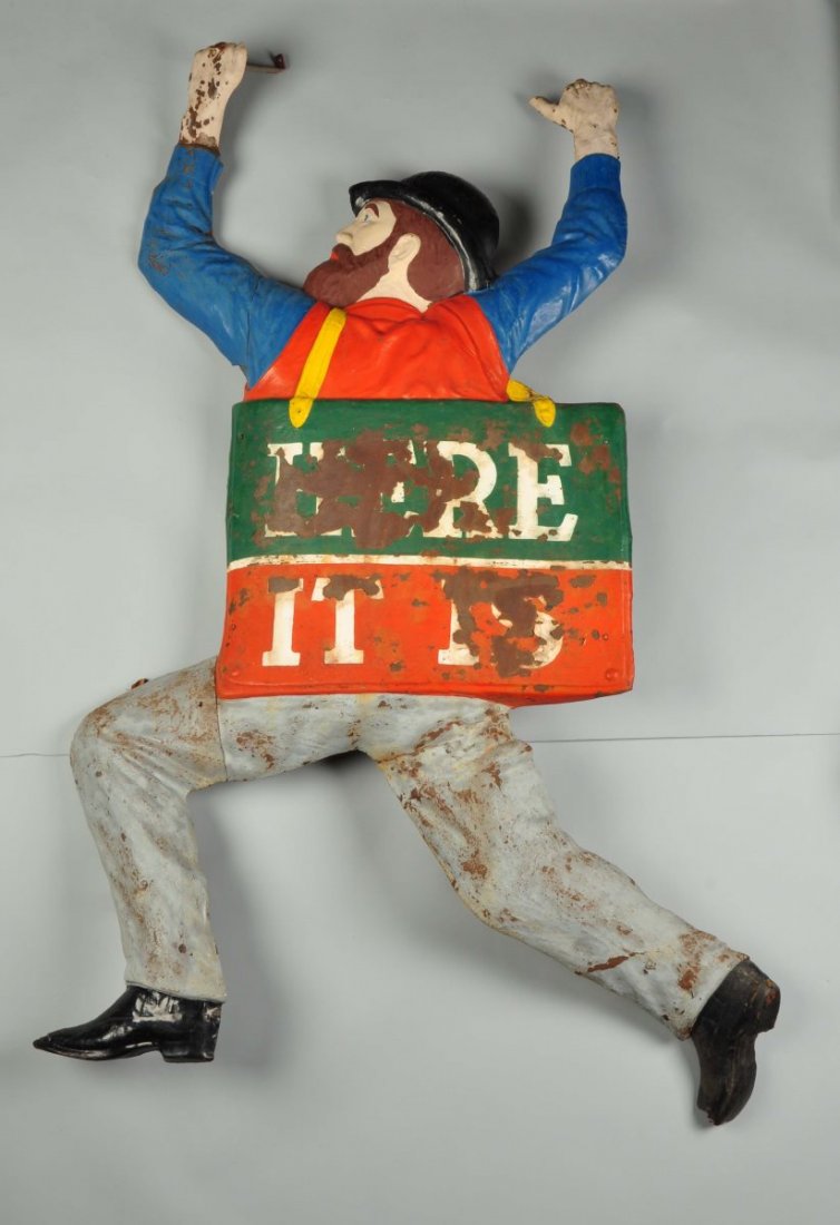 Early Pressed Tin Climber Advertising Trade Sign. (1 of 1)