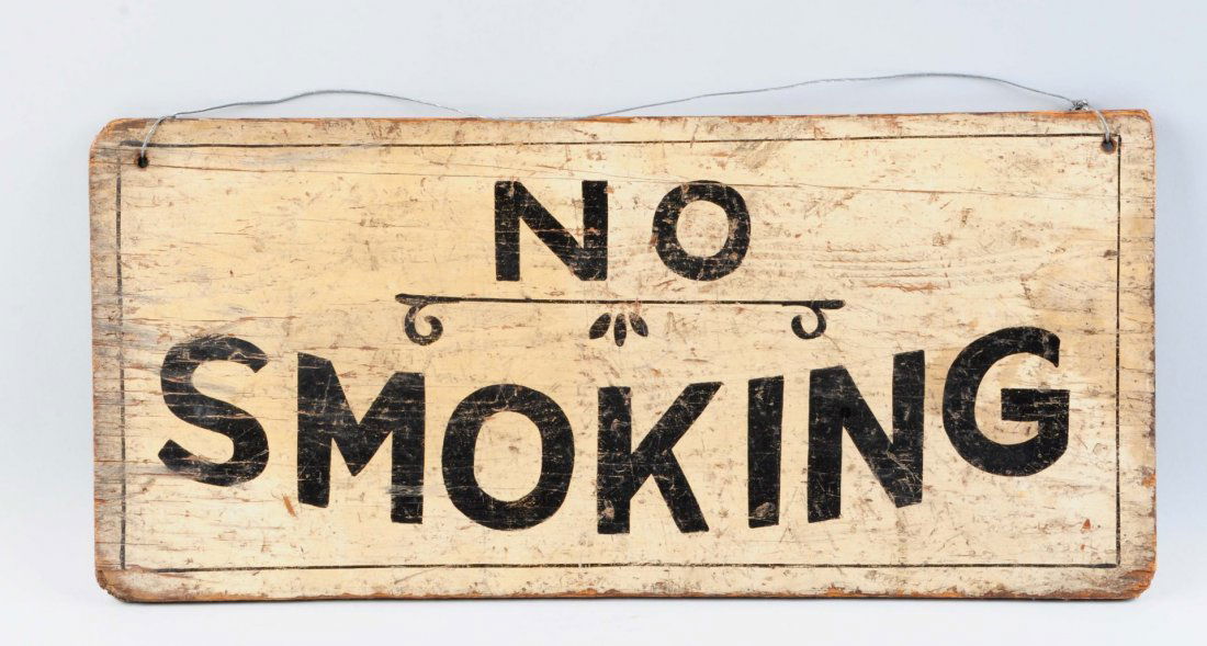 Early Wooden Double Sided No Smoking Sign. (1 of 2)