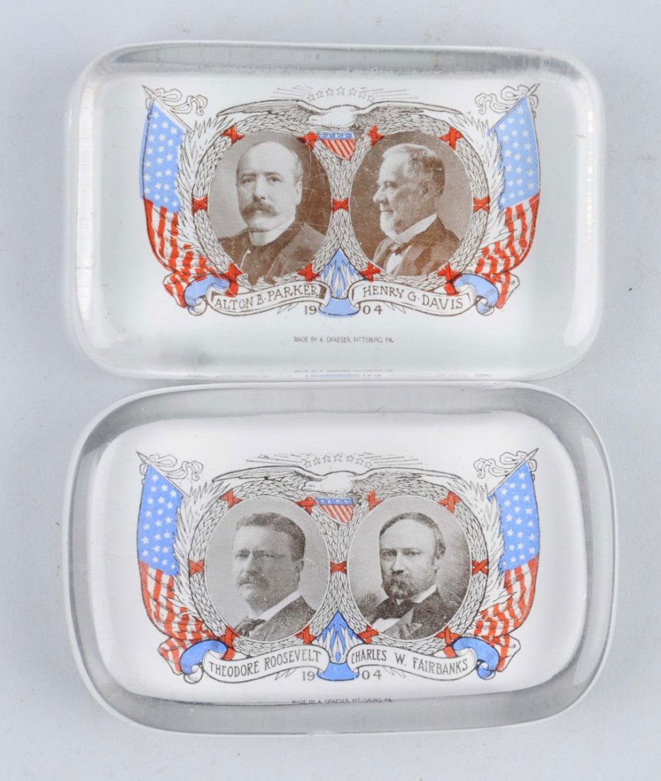 Lot Of 2: Roosevelt & Parker Glass Paper Weights. (1 of 1)