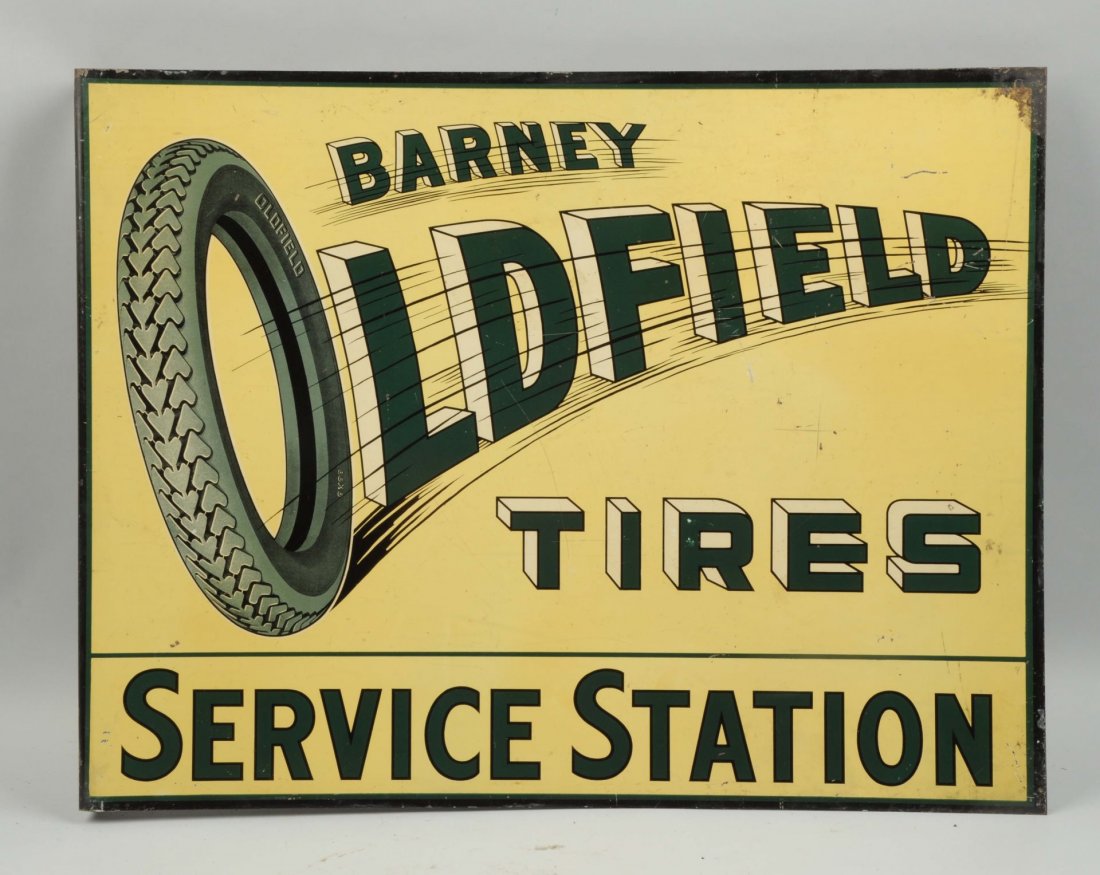 Barney Oldfield Tires with Tire Graphics Sign.