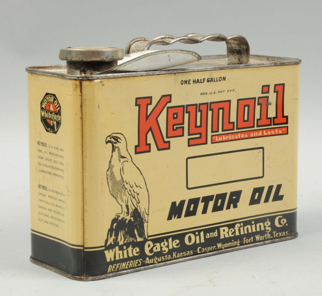 White Eagle Keynoil Half Gallon Flat Metal Can. (1 of 2)